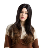 Maxbell Ombre 2 Tone Color Long Curly Wig Heat Resistant Synthetic Full Wigs+Net Cap