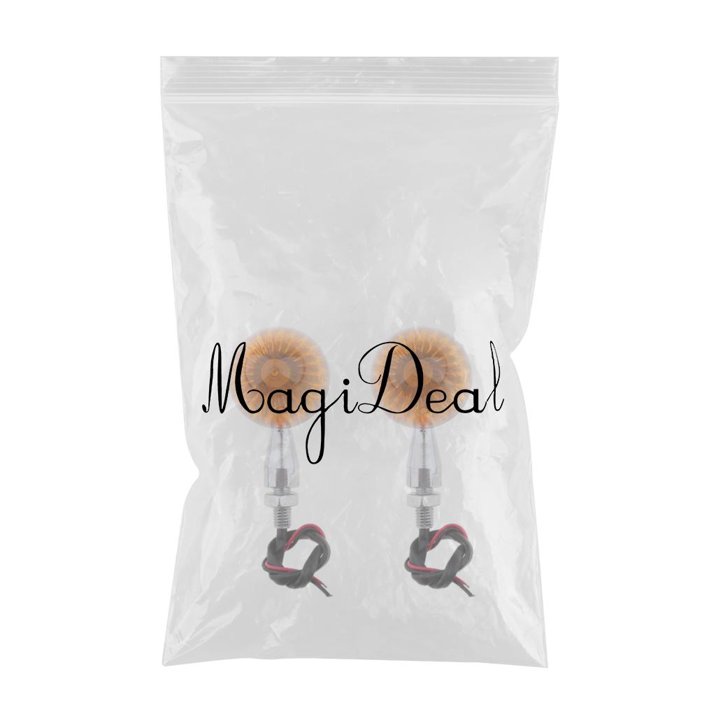 Maxbell Pair of Universal Motorcycle Metal Turn Signals Indicator Lamps Sliver 2