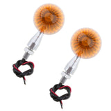 Maxbell Pair of Universal Motorcycle Metal Turn Signals Indicator Lamps Sliver 2