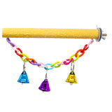 Maxbell 2 Pcs Bird Cage Toy Parrot Wood Stand Rack Toy Branch Perches with Bells