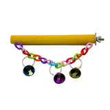 Maxbell 2 Pcs Bird Cage Toy Parrot Wood Stand Rack Toy Branch Perches with Bells