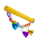 Maxbell 2 Pcs Bird Cage Toy Parrot Wood Stand Rack Toy Branch Perches with Bells