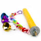 Maxbell 2 Pcs Bird Cage Toy Parrot Wood Stand Rack Toy Branch Perches with Bells