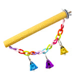 Maxbell 2 Pcs Bird Cage Toy Parrot Wood Stand Rack Toy Branch Perches with Bells