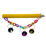 Maxbell 2 Pcs Bird Cage Toy Parrot Wood Stand Rack Toy Branch Perches with Bells