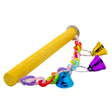 Maxbell 2 Pcs Bird Cage Toy Parrot Wood Stand Rack Toy Branch Perches with Bells