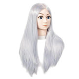 Maxbell Pro Hair Mannequin Training Head with High Temperature Fiber Wig Anime Gray