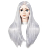 Maxbell Pro Hair Mannequin Training Head with High Temperature Fiber Wig Anime Gray