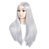 Maxbell Pro Hair Mannequin Training Head with High Temperature Fiber Wig Anime Gray