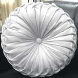 Maxbell Pintuck Pillow Round Pumpkin Floor Pillow for Chair Couch Light Gray-Cotton