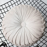 Maxbell Pintuck Pillow Round Pumpkin Floor Pillow for Chair Couch Beige-Plush