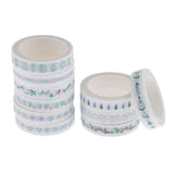 Maxbell 10 Rolls Decorative Washi Masking Tape Adhesive Paper Sticker   blue theme green