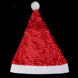 Maxbell Christmas Santa Claus Hat Party Sequins Hats Cap Xmas Festive Costume Red