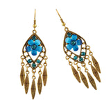 Maxbell Boho Hollow Tassel Earring Flower Rhinestone Jewelry for Women Light Blue