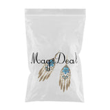 Maxbell Boho Hollow Tassel Earring Flower Rhinestone Jewelry for Women Light Blue