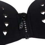 Maxbell Womens One-piece Sticky Strapless Self Adhesive Silicone Bra Wedding Dress A Black