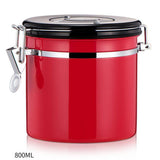 Maxbell 800ml Airtight Stainless Steel Coffee Storage Jar/Container/Pot/Tub Red