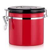 Maxbell 800ml Airtight Stainless Steel Coffee Storage Jar/Container/Pot/Tub Red