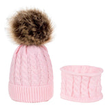 Maxbell Boys Girls Beanie Hats Warm Winter Soft Cotton Knitted Pom Pom Hat Pink