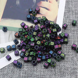 Maxbell Square Geometric Alphabet Letter Beads For Jewelry Craft Black