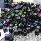 Maxbell Square Geometric Alphabet Letter Beads For Jewelry Craft Black