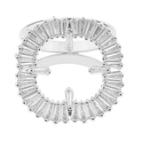 Maxbell Women Zircon Crystal Ring Loop Silk Chiffon Metal Scarf Buckle Clip Silver