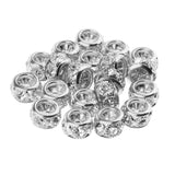 Maxbell 20Pieces Crystal Spacer Bead Metal Loose Beads for DIY Jewelry Making Silver