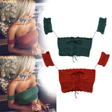 Maxbell Women's Bandage Crochet Lace Knit Boho Beach Bikini Swimwear Crop Tops Red