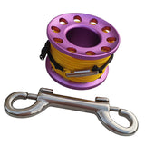 Maxbell 15m Scuba Diving Aluminum Alloy Spool Finger Reel with Bolt Snap Hook Purple