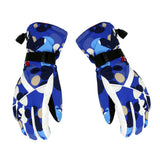 Maxbell Women Winter Warm Sports Windproof Waterproof Ski Gloves Cycling Hiking Blue Graffiti