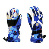 Maxbell Women Winter Warm Sports Windproof Waterproof Ski Gloves Cycling Hiking Blue Graffiti