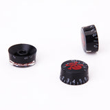 Maxbell 3pcs Black Speed Control Knobs for Electric Guitar w/ Red Skull Head Crossbones