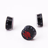 Maxbell 3pcs Black Speed Control Knobs for Electric Guitar w/ Red Skull Head Crossbones