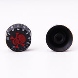 Maxbell 3pcs Black Speed Control Knobs for Electric Guitar w/ Red Skull Head Crossbones