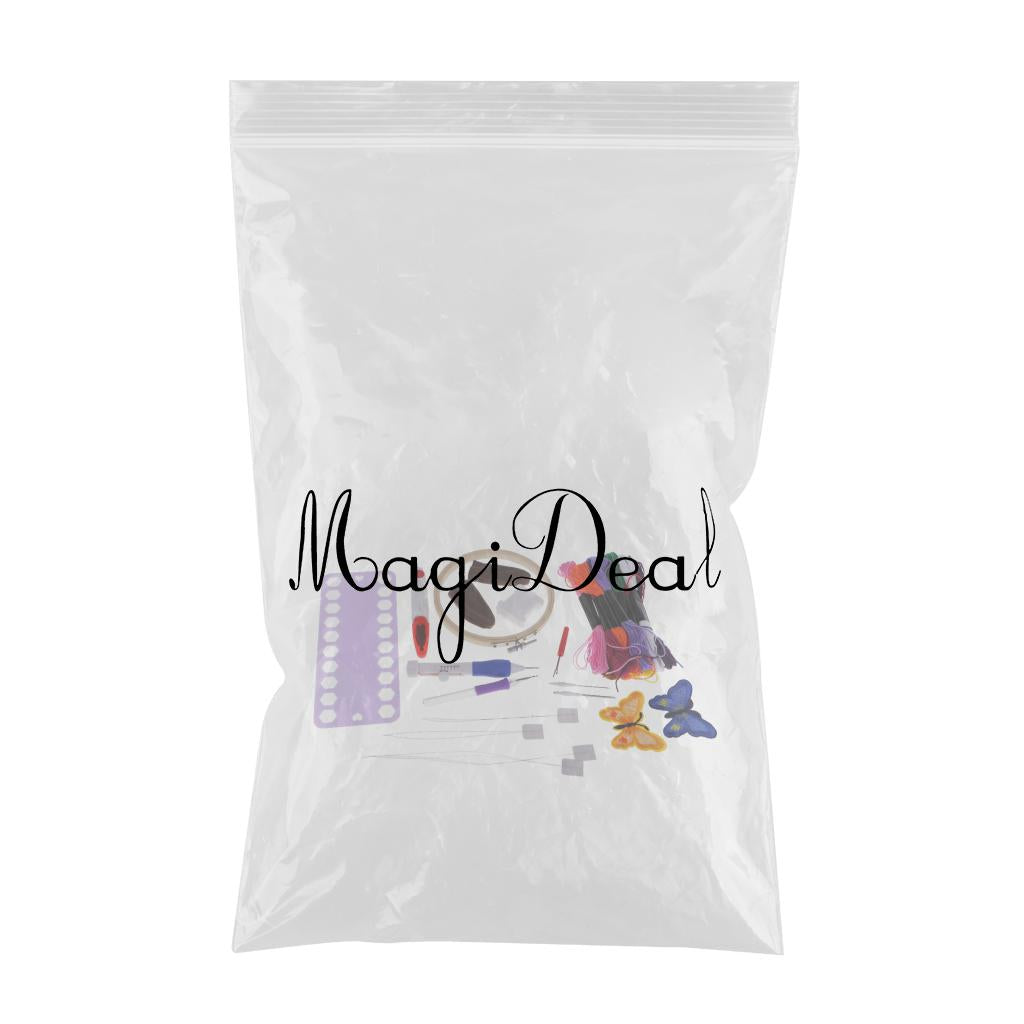 Maxbell 4 Sizes Embroidery Stitching Punch Needle Tool Set with 12pcs Sewing Threads Embroidery Hoop Threaders and More