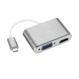 Maxbell 2in1 USB 3.1 Type C USB C To VGA + HDMI Converter Cable Adapter Adaptor Gray