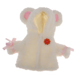 Maxbell Comfortable White Plush Clothes for Mellchan Baby Doll 9-11inch Girl Doll Cartoon Animal Ears Hat Jacket Coat