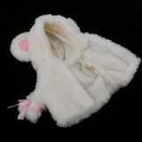 Maxbell Comfortable White Plush Clothes for Mellchan Baby Doll 9-11inch Girl Doll Cartoon Animal Ears Hat Jacket Coat