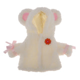 Maxbell Comfortable White Plush Clothes for Mellchan Baby Doll 9-11inch Girl Doll Cartoon Animal Ears Hat Jacket Coat