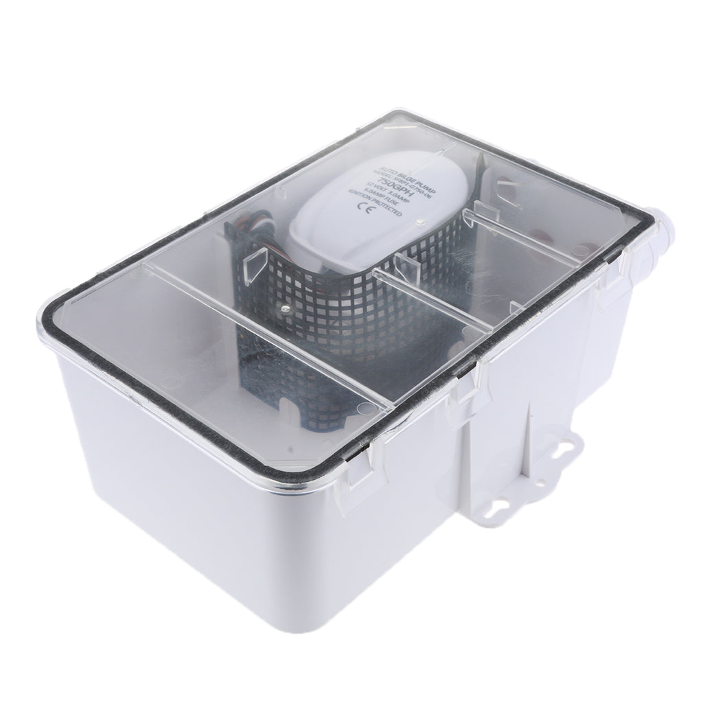 thumbnail image 2 of 12V Marine Shower Sump Pump System For Boats & RVs - 750 GPH, Multi-Port Drain Box 2 of 11