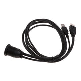 Maxbell 1M (3ft) USB 2.0 & HDMI Male to USB 2.0 & HDMI Female Extension Dash Panel Flush Mount Cable for Car Truck Boat Motorcycle