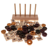 Maxbell 76 Pieces Wooden Montessori Mathematics Teaching Materials Arithmetic Add, Subtract, Multiply and Divide Learning Kids Math Educational Toy