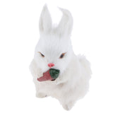 Maxbell White Simulated Rabbit Model Lifelike Fur Toy Home Decor Ornament