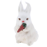 Maxbell White Simulated Rabbit Model Lifelike Fur Toy Home Decor Ornament