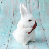 Maxbell White Simulated Rabbit Model Lifelike Fur Toy Home Decor Ornament