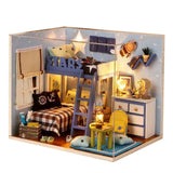 Maxbell Dollhouse Miniature with Furniture & LED Light, DIY Wooden Doll House Assemble Puzzle Kit with Dust Proof, 1:24 Scale Kid Nursery Starry Bedroom