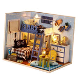 Maxbell Dollhouse Miniature with Furniture & LED Light, DIY Wooden Doll House Assemble Puzzle Kit with Dust Proof, 1:24 Scale Kid Nursery Starry Bedroom