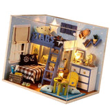 Maxbell Dollhouse Miniature with Furniture & LED Light, DIY Wooden Doll House Assemble Puzzle Kit with Dust Proof, 1:24 Scale Kid Nursery Starry Bedroom