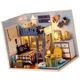 Maxbell Dollhouse Miniature with Furniture & LED Light, DIY Wooden Doll House Assemble Puzzle Kit with Dust Proof, 1:24 Scale Kid Nursery Starry Bedroom