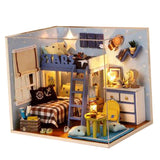 Maxbell Dollhouse Miniature with Furniture & LED Light, DIY Wooden Doll House Assemble Puzzle Kit with Dust Proof, 1:24 Scale Kid Nursery Starry Bedroom